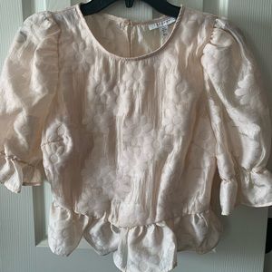 TopShop Cream Floral Peplum Top